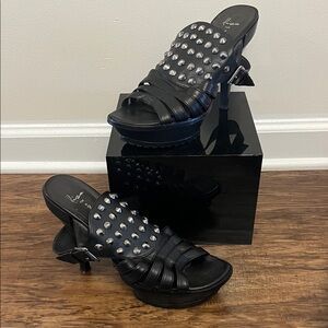 Donald J. Pliner Black Leather Studded Platform Heels